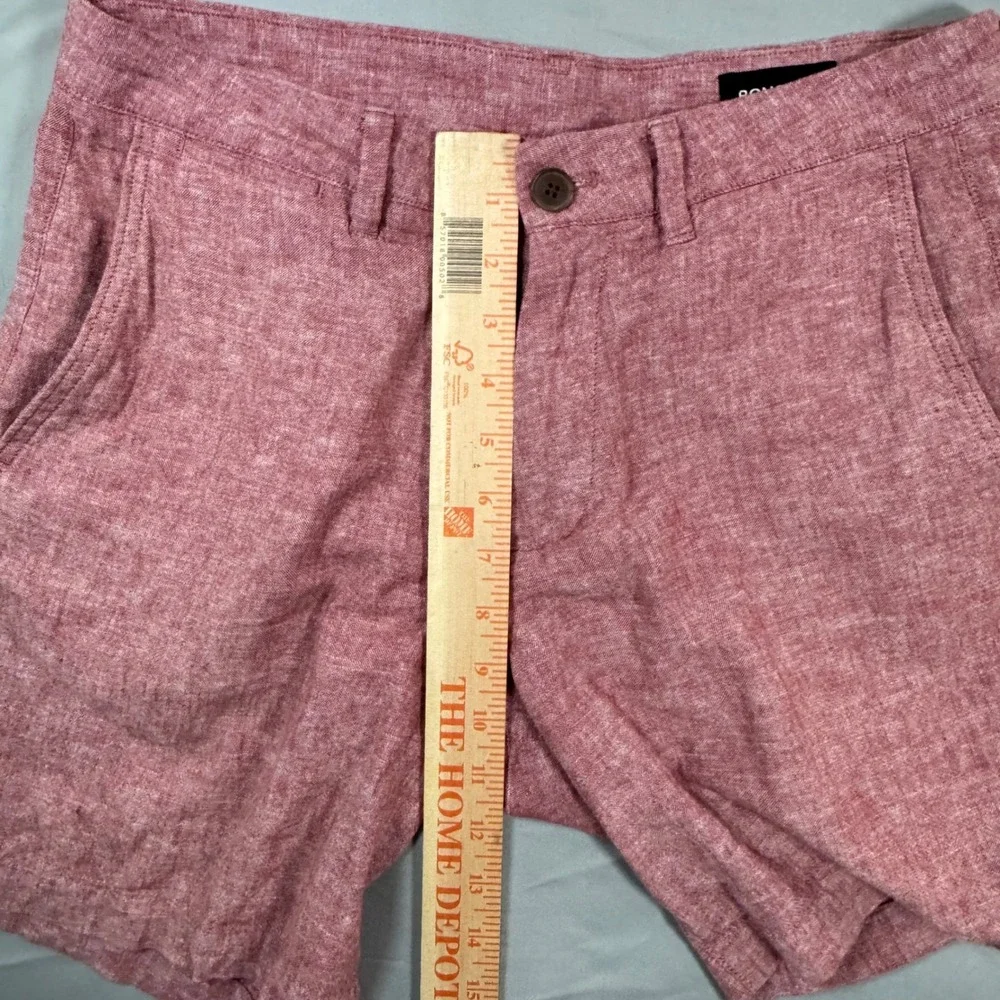 Bonobos 7 Inch Inseam Standard Fit Shorts Mens 30 Red Linen Blend Golf Resort